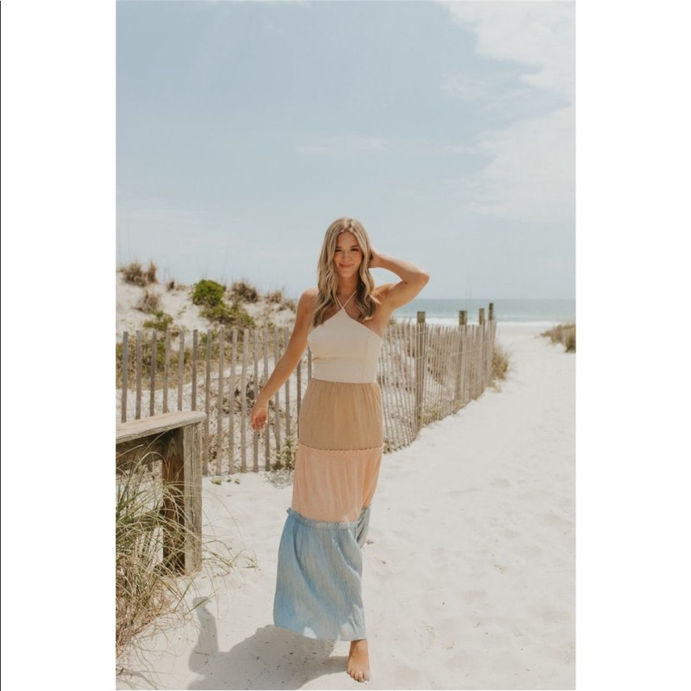Color block maxi dress.